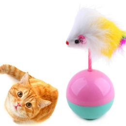 Pet Cat Toys Funny supplies Mouse Tumbler Cat Dog Toy Plush With Balls Cat Toys Training Kitten Kitty Pets Accessories258g