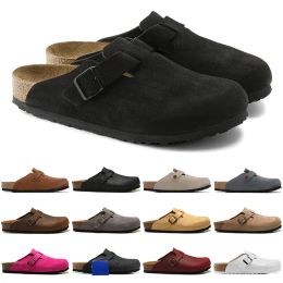 Männer Frauen Designer Slides Clog Sandalen Boston Weiches Fußbett Wildleder Taupe Mokka Nerz Thymian Herrenmode Scuffs Outdoor Hausschuhe Schuhe