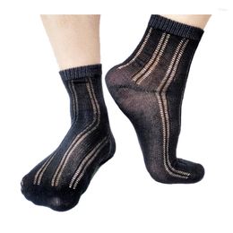 Men's Socks Men Cool Mesh Cotton High Quality See Through Net Formal Male For Leather Shoes