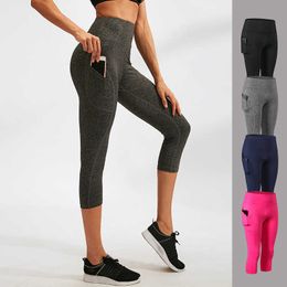 2023 Women Yoga Pants High Elastic Sports Seamless Sport Leggings Tights Sportswear Fitness Compression Solid Slim Running Pant