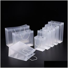 Gift Wrap 8 Size Frosted Pvc Plastic Bags With Handles Waterproof Transparent Bag Clear Handbag Party Favours Custom Logo Lx1383 Drop Dhfc5