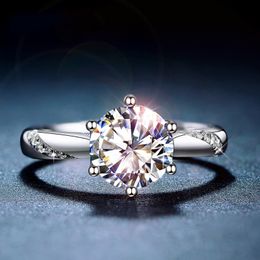 Wedding Rings Classic 925 Sterling Silver Ring 1ct IJ Colour Lab Diamond Jewellery Simple style Anniversary 230804