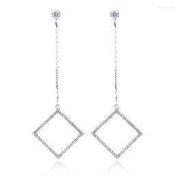 Dangle Earrings 316L Stainless Steel Fashion Upscale Elegant Luxurious Jewelry Zircon Chain Geometric Drop For Women Piercing