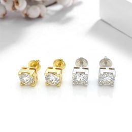 Fashion Iced Out Moissanite Jewelry Earring Backs Stud Gold Plated Sterling Silver Earrings