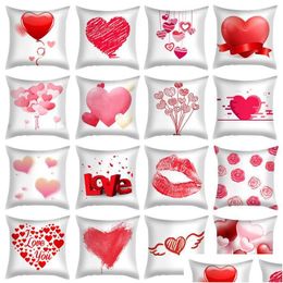 Pillow Case 45X45Cm Valentines Day Polyester White Er Cushion Decor Blank Car Gift 100Pcs Drop Delivery Home Garden Textiles Bedding S Dhb4S