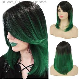 Synthetic Wigs Hairjoy Synthetic Women's Hair Ombre Black Red Wig Medium Long Straight Side Wig Z230805