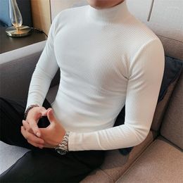 Men's T Shirts Stripe Solid T-shirt Spring Autumn Round Neck Long Sleeve Pullovers Men Stretch Slim Fit Casual Bottomed Shirt Tee Homme