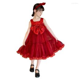 Girl Dresses Summer Girls For Party And Wedding Luxury Mesh Bridesmaid's Gown Dress Bow Front Elegant Kids 4 5 6 7 8 9 10 11 12 13Yrs
