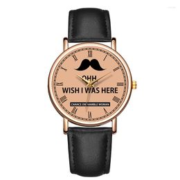 Wristwatches Fashion Women's Leisure Quartz Wrist Watch Mustache Casual Leather Waterproof Ladies Girls Wristwatch