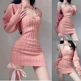 Casual Dresses Elegant Spicy Girl Pure Desire Style Sling Dress Two Piece Set For Women Womens Vestidos Para Mujer Female