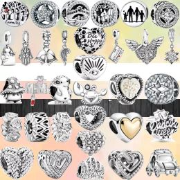 925 Silver Fit Pandora Charm 925 Bracelet Fashion Shining Love Star Round Mum Cute Crab Hedgehog Mushroom charms For pandora charm 925 silver beads charms