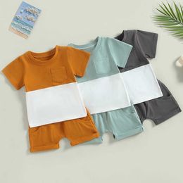 Clothing Sets 2023-02-27 Baby Boys 2Pcs Summer Shorts Set Short Sleeve Patchwork T-shirt with Elastic Waist Shorts