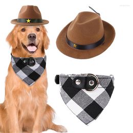 Dog Collars Pet Cowboy Costume Accessories Cat Size Hat And Bandana Scarf Multipurpose Set Adjustable