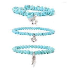 Strand 3Pcs/set Reiki Turquoises Tiger Eye Beaded Bracelet Natural Stone Amethysts Quartz Beads Couples Bracelets For Women Men Jewellery