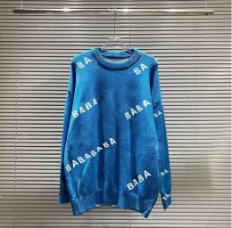 Sonbahar Kış Moda High Street Pamuk Kırışıklık Topsuz Top Nefes Alabilir Erkekler ve Kadınlar Mektup Deseni Günlük Sweater