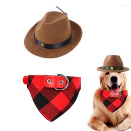 Dog Collars Cowboy Hat And Scarf West Accessories For Puppy Multipurpose Pet Costume Set Adjustable Comfortable Soft Role