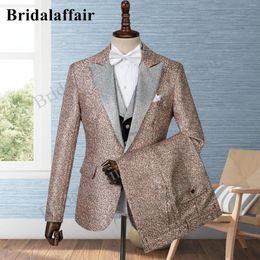 Men's Suits Bridalaffair Unique Fabrics Custom Made Green Men Cloth3 Pcs One Button Blazer Formal Wedding Groom Tuxedos Suit Terno Masculino