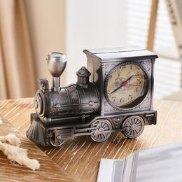 Table Clocks Creative Home Decor Miniature Locomotive Statue Clock Living Room Desk Accessories Train Sculpture And Figurines Ornament Gift