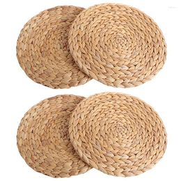 Table Runner 4Pc Natural Water Gourd Woven Placemat Round Rattan Mat Pad Green Tropical Wedding