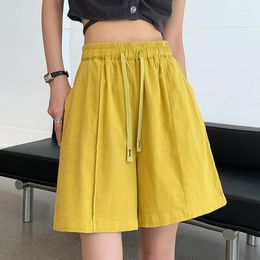 Women's Shorts SURMIITRO Casual Loose Cotton Belt Elastic High Waist Women 2023 Summer Korean Pockets Wide Leg Female Short Pants