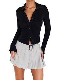 Women's Polos Women S Casual Long Sleeve Open Front Knit Cardigan Sweater With V Neckline And Crochet Button Detail - Lightweight Shrug Top
