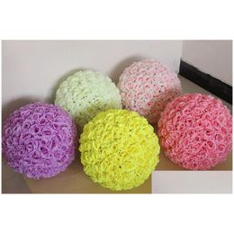 Decorative Flowers Wreaths Artificial Rose Ball Silk Pomander Kissing Balls Flower For Home Garden Market Decorations Drop Delivery Dhswm