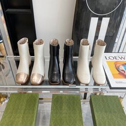 Designer G höchste Ausgabe echtes Lederdicker Ferse Kurzes Frauen 2023 Neue Slim Martin Stiefel