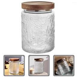 Storage Bottles Coffee Container Sealed Tea Canister Grain Jar Glass Canisters Wood Lids