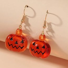 Cartoon Pumpkin Pendant Earrings Cute Orange Resin Pumpkin Earrings Ear Hook Halloween Party Jewellery Gifts Accessories