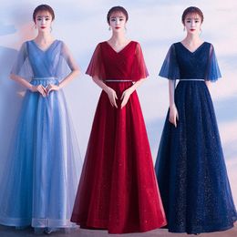 Ethnic Clothing Big Choir Performance Costume Women Sexy Lace Flared Sleeves V-neck Skirt Elegant 2023 Fashionable Prom Dress Party Vestidos