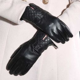Five Fingers Gloves Women's Leather Gloves Sheepskin Gloves For Ladies Black Genuine Leather Gloves Fashion Womens Gloves 2022 New Style Mittens L230804