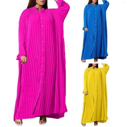 Casual Dresses Women's Fashion Solid Colour Comfortable Loose Pressed Pleated Dress