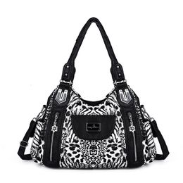 Evening Bags Angelkiss Women Handags Fashion Leopard Shoulder Bag Purse Luxury Designer Pack Messenger Tote Satchel Large Capacity 230804