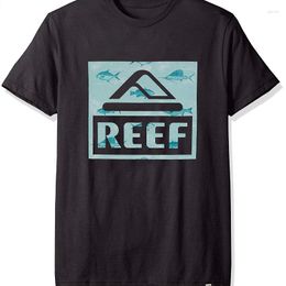Men's T Shirts Reef Logo T-Shirt Short Sleeve Funny Print Top Tee Loose Black Men Homme Tees Modal