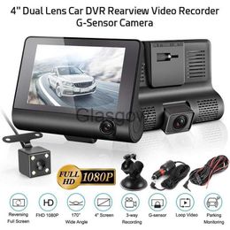Car DVRs Car DVR 3 Cameras Lens 40 Inch Dash Camera Recorder Dual Lens With RearviewCamera Video Recorder Auto DVR Dash Camera x0804 x0804