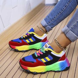 Dress Shoes 2022 New Fashion Spring and Autumn Platform Colour Front Lace-up Sports Women's High Quality Casual Shoes on Offer Free Shipping J230806