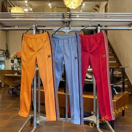 New Stripe Trousers Casual Zipper Pocket Red Pants AWGE 1 1 Needles Men Women High Quality Embroidered Butterfly Sweatpants T230806