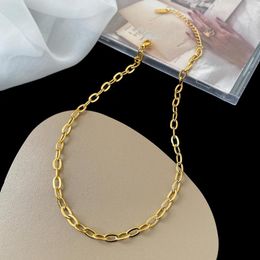 Chains 2023 Fashion Link Chain Women's Necklace Stainless Steel 18K Gold Color Neck For Women Men Jewelry Gift