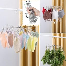 Hangers Stainless Steel Laundry Drying Racks 2 Pack Collapsible Metal Dryer Rack With 24 Clips For Hanging Socks Bras Towel Hat Gloves