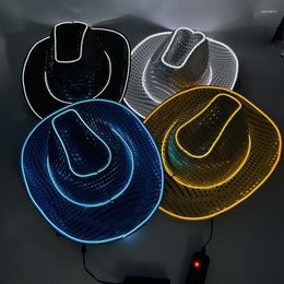 Berets Glowing Cowboy Cap Neon Led Decor Supplies Fashion For Outdoor Cowgirl Hat Party Light Up In The Dark