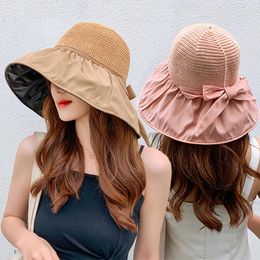 Wide Brim Hats Foldable Sun Hat For Women Summer UV Protection Panama Beach Ladies Girls Outdoor Korean Caps