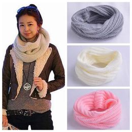 Scarves Soft Knitted Women Scarf Solid Colour Winter Autumn Warm Outdoor Lady Warmer Snood Neck Collar