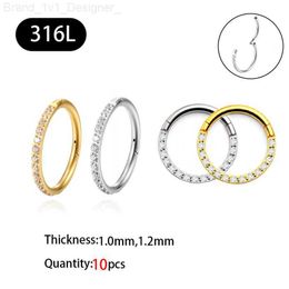 Nose Rings Studs 316L Navel Piercing Surgical Steel Earrings Nose Ring Piercing Jewellery Tragus Piercing Zirconia Sexy Body Jewellery L230806