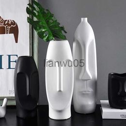 Vases Zhecory Nordic Minimalist Ceramic Abstract Vase Black and White Human Face Creative Home Display Room Crafts Head Shape Vase x0806