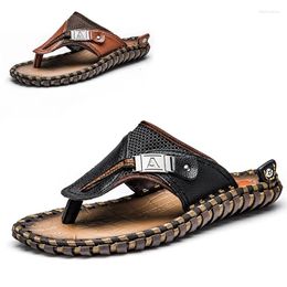 Summer Beach Men Sandals Flat Clip Toe Flip Flops Male Shoes Fashion Non-Slip Breathable Large Size 48 Sandalias Hombre 45638