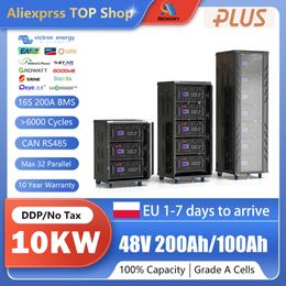 48V 200Ah 10KW LiFePO4 Battery 51.2V 100Ah 300Ah 15KW6000 Cycles Max 32 Parallel With CAN BUS/RS485 For Solar-EU Stokck No Tax