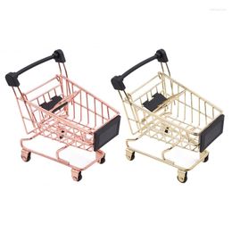 Storage Baskets Creative Basket Simulation Mini Shopping Cart Supermarket Trolley Debris Boxs Handcart Toy