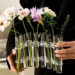 Vases Clear Glass Vase Tubes Set Hanging Flower Holder Plant Container Flower Vases for Homes Room Decor x0806