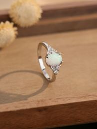 2023 Fashion New S925 Sterling Silver Versatile Temperament Ring Japanese Gentle White Aobao Set Diamond Design Ring Female