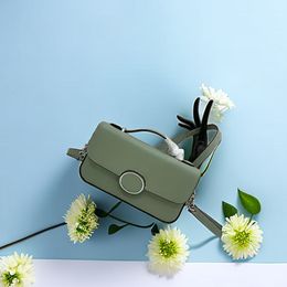 2023 Temperament Green Cowhide Flap Women's Bag High Quality Luxury New Simple One Shoulder Crossbody Luxury Brand Style Life Leisure Fashion Beach Outdoor Style